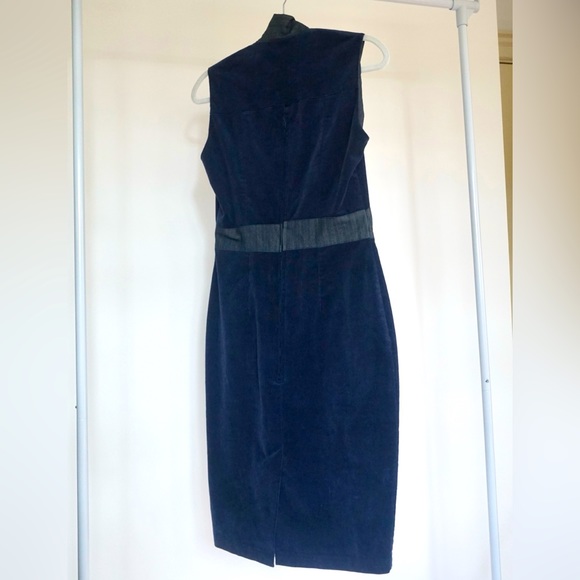 DAM ZELS Vintage Corduroy&Denim Mid Knee Dress - Navy Blue - Picture 5 of 8